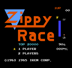 Zippy Race title screen for Famicom